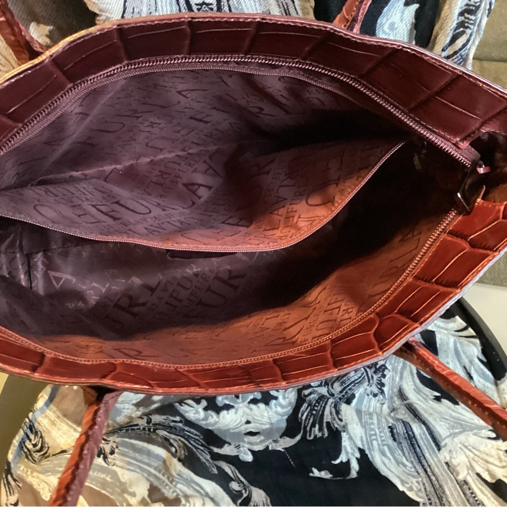 Furla Red Crocodile-Embossed Tote Bag - Picture 10 of 12